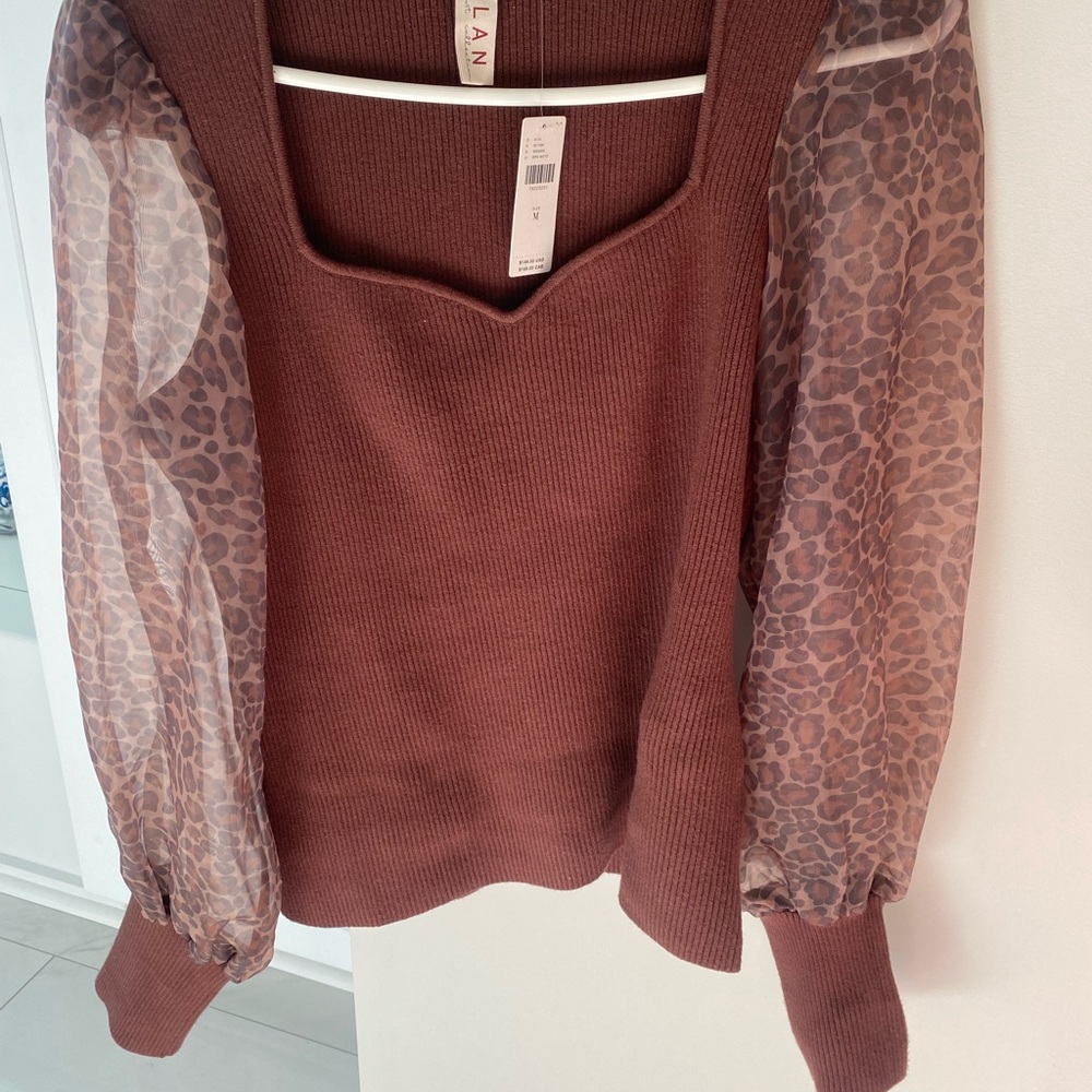 Anthropologie x Dolan Leopard Sheer Top *NWT*